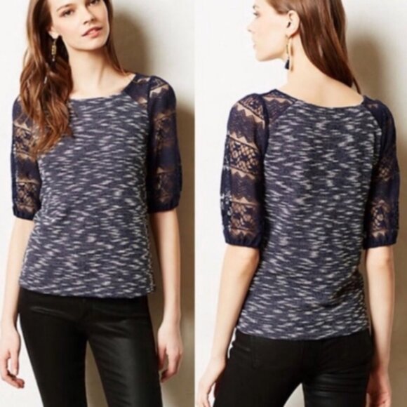 Anthropologie Postmark Patel Top w/ Lace Sleeves size XS - Picture 1 of 7